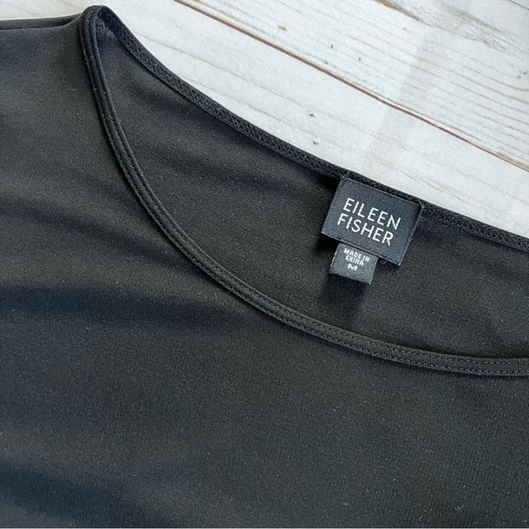 Eileen Fisher 100% Silk Long Sleeve Layering Top in Black size Medium - Picture 4 of 8